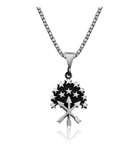 925 Ayar Gümüş Oksit Kaplama Otantik Çerkes Motifli Kolye (55 cm)