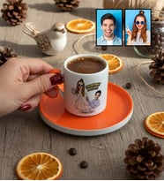 Kişiye Özel Karikatürlü Gelin Damat Evleniyoruz Mutluyuz Türk Kahvesi Fincanı Sevgililer Günü Hediyesi
