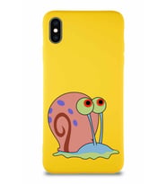 Apple iPhone XS Max Soft Premier Kapak Salyangoz Gary Tasarımlı Silikon Kılıf - Sarı (Şeffaf)