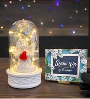 Led Işıklı Tasarım Fanus ve Senin İçin İyi Ki Varsın Kartı Hediye Seti (Model 2)