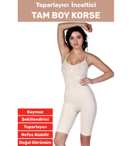 Özel Üretim İz İç Göstermez Kaymaz Sıkılaştırıcı Toparlayıcı Tam Boy Korse (Bej)