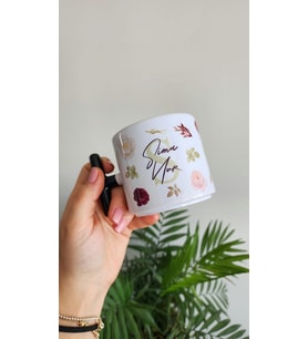 İsme Özel Kişiye Özel Porselen Gül Desenli T Kupa Bardak Latte Fincanı