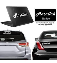 Beyaz Maşallah yazısı Sticker - Araç Oto Araba Etiket, Sticker, Çıkartma - Aksesuar -Modifiye -Arma