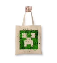 Minecraft Creeper Bursting with Love Beyaz Bez Çanta Uzun Saplı Alışveriş Çantası Plaj Çantası