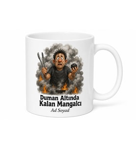 Mangal Esprili Kupa Duman Altı Kömür Karası Komik Bardak Hediye