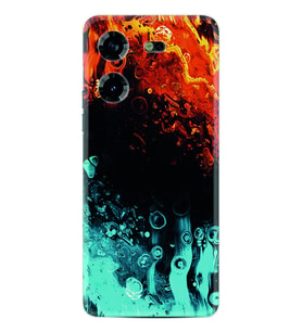 Tecno Pova 5 Kılıf Silikon Desen Özel Seri Orange Blue Color 1665