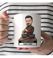 Neyzen Ustası Müzisyen Erkek Karikatürlü Kupa Bardak