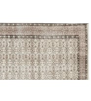 Bej Halı Geometrik Motifli Eskitme Stil Salon Halısı El Dokuma Yün Pamuk Doku Klasik