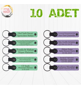 Yeşil & Mor Menekşe, Edebiyat Öğretmeninden Sınıfına Hatıra, 10’lu Set, Kişisel Tarihli Anahtarlık