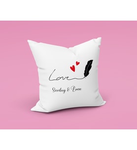 Aşk Love Sevgili Tasarımlı Yastık Kişiye Özel