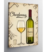 Kanvas Tablo Şarap Ve Chardonnay Afişi