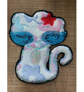 19X15 CM PELUŞ PUL PAYETLİ KEDİ APLİKE ARMA YAMA DİKİŞ AKSESUARI