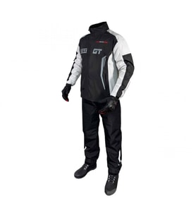 FORTE GT 2001140 Motosiklet Yağmurluk Takım Alt Üst Cepli Şık Takım Tam Koruma Taş Siyah L Beden (Siyah - Beyaz)
