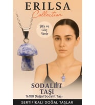 Sertifikalı Mantar Model Sodalit Taşı Kolye - Şifa ve Güç Veren Doğal Taş Kolye (Çok Renkli)