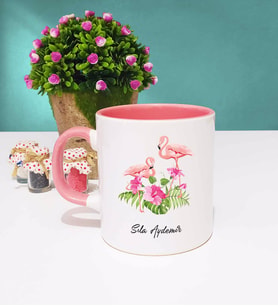 Flamingo Tasarımlı Kişiye Özel Flamingo Kupa Bardak Pembe