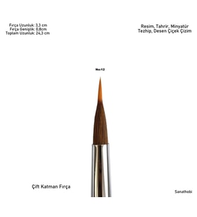 Çift katman fırça no:12, sulu boya, akrilik, gouache, yağlı boya, çini seramik, tahrir, çizim-1 Ad