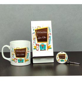 Almanca Öğretmeni Üçlü Set (Kupa + Telefon Standı + Anahtarlık)