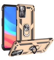 Oppo A96 4G Kılıf Zore Vega Yüzüklü Standlı Zırh Kılıf (Gold)