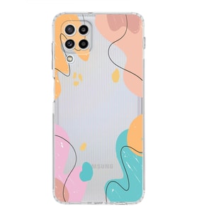 Samsung Galaxy M32 Uyumlu Kamera Korumalı Kapak Karışık Renkler Tasarımlı  Şeffaf  Kılıf
