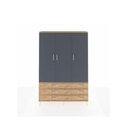 Arges Dolap 5 Raflı 6 Çekmeceli Tek Askılı 132x30x195 Çam-Antrasit/Çam