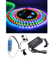 5 Metre 12V İç Mekan 60 Pixel Ledli Bluetooth Cep Telefonundan Kumandalı 5A Plastik Adaptörlü Set