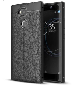 Sony Xperia XA2 Kılıf Deri Tarzı Niss Silikon Case (Siyah)