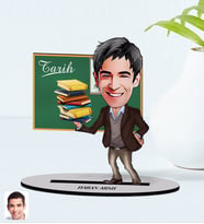 BK Gift Kişiye Özel Erkek Tarih Öğretmeni Karikatürlü Ahşap Biblo Model-1 (Beyaz)
