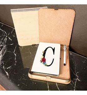 C Harfi Ahşap Kutulu Defter Kalem Set