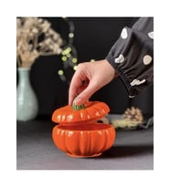 Tasarım Şekerlik Turuncu Balkabağı Şekerlik Kapaklı Şekerlik Pumpkin Şekerlik 13X9 Cm