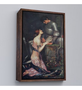 Çerçeveli John William Waterhouse'un Lamia ve Şövalyesi Orenco Kanaviçe Tablosu (Beyaz)
