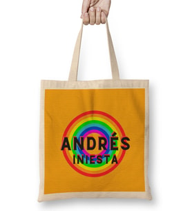 Andrés Iniesta- Vintage Retro Rainbow Style Bez Çanta Uzun Saplı