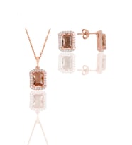 Gümüş rose renk değiştiren zultanit taşlı baget kesim ikili set SGTL11568ZLT