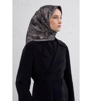 Armine Tivil Saf İpek Eşarp 9409 - 07 Gri Karışık Desen