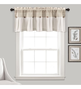 Lexroo Keten Düğmeli Pencere Perdesi Saçaklı, 45,72 cm U x 132,08 cm G