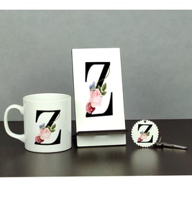 Z Harfi Üçlü Set (Kupa + Telefon Standı + Anahtarlık)