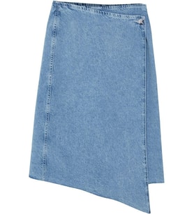Moda Regular Düz Desen Günlük More Sustainable Püsküllü Midi Denim Etek