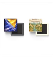 Buzdolap Magnetleri - Bosna-Hersek Bayrağı ve Paper Cut Tema - 2'li Set Magneti