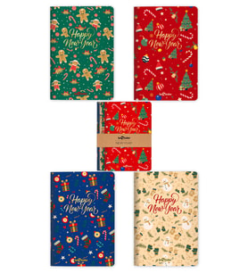 4'lü Happy New Year Defter Seti Çizgisiz 13x20 