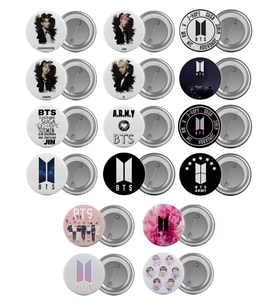 BTS Çanta Rozeti Seti 16 Adet En Büyük Boy 5.8cm İğneli Broş