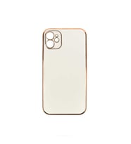 iPhone 11 Kılıf Kamera Korumalı Altın Kenar Tasarım Silikon (Beyaz)