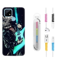 Realme C11 C21 C21Y C25Y C11 2021 Kılıf Kablo Koruma Spiral Silikon Dog Guitar 1789
