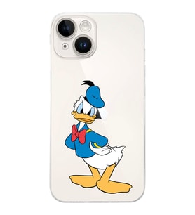 Apple iPhone 14 Uyumlu Kamera Korumalı Tıpalı Kapak Donald Duck Tasarımlı ŞeffafKılıf