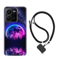 Vivo Y22 Kılıf Silikon Boyun Askılı İpli Desenli Silikon Star Planet 1652