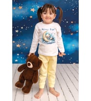 Pia Baby Premium %100 Pamuk İsme Özel Çocuk Pijama Takımı 1-8 Yaş 5089-14 (Sarı)