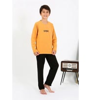 Erkek Çocuk Uzun Kol Penye Pijama Takım Sarı