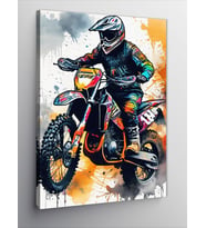 Kanvas Tablo Cross Motosiklet Yarışçısı