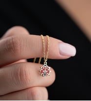 925 Ayar Gümüş Gold Kaplama Minimal Uğur Böceği Kolye (Altın)