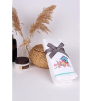 %100 Pamuk Nakışlı 28x46 2'li Havlu Seti (Mint Yeşili)