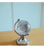 Mini Işıklı Cam Kristal Dünya 1 ADET (Premium,Hediye Kutusunda,Not Yazılabilir) (Gümüş)