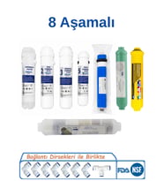 Avon Class 8 Aşamalı Kapalı Kasa Su Arıtma Filtre Seti Inline Filtre RO Membran, Post Karbon, Mineral Filtre Tam Set